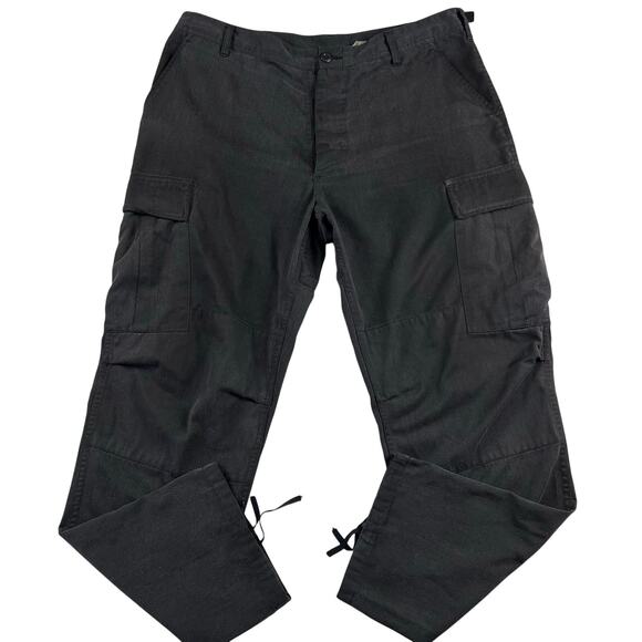 Vintage Cargo Military Pants Button Fly Men's Size Large 35-39 Black - Picture 1 of 10